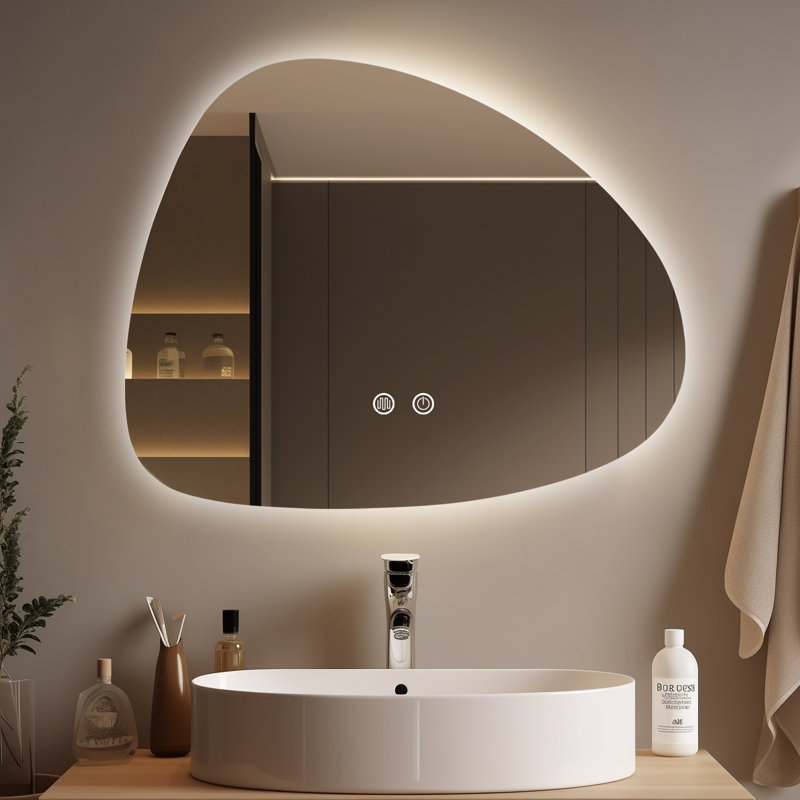 Miroir DEL pour salle de bain asymétrique 20 po x 25 po, 25 po x 20 po