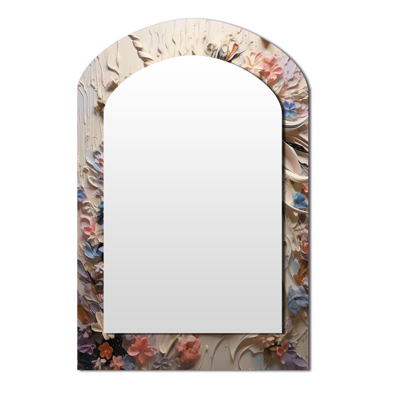 Luscious Unicorn Fantasy Flower Hair - Unicorns Asymmetrical Wall Mirror, Beige Arch Decorative Mirror, Printed Metal Art