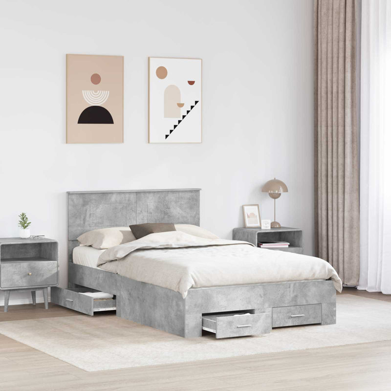 Bed, Double (4'6), Concrete Grey