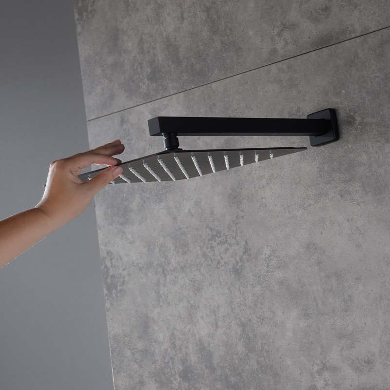 Système de douche thermostatique complet 12 po avec valve brute Revitalize, Noir mat