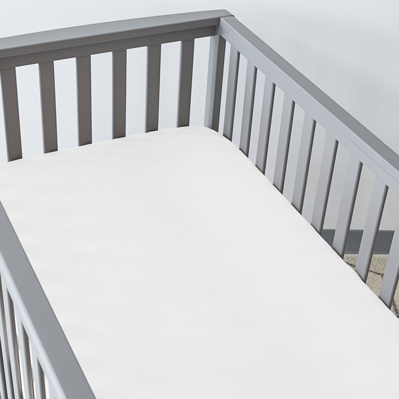 - Piece Standard Crib Fitted Sheet, Pink Slipper/Cloud Gray/White
