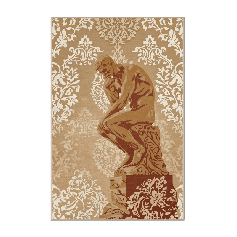 Tapis damassé classique en lin lavable à la machine parlin, 8 x 10