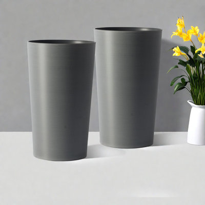 Durable Tall Planters, Grey Polypropylene Modern Design For Garden