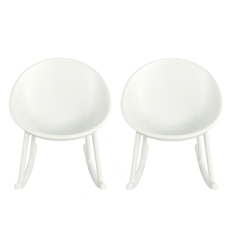 Ensemble de 2 chaises berçantes de style moderne, Blanc