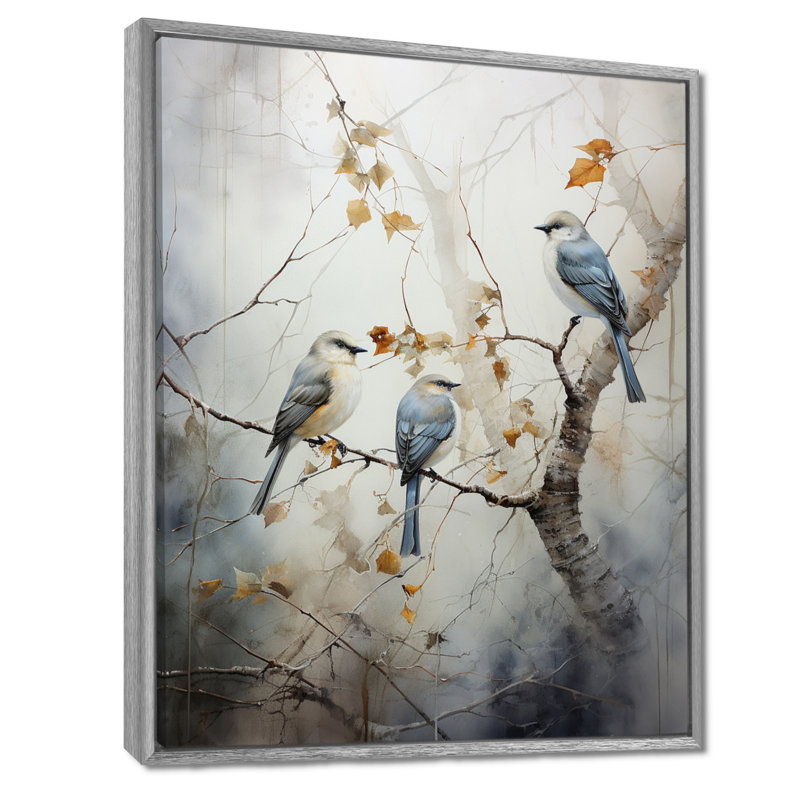 Bird Silent Watcher II - Art mural oiseau, H 40 po x l 30 po x P 1,5 po, Encadrement argenté