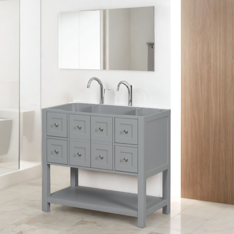 Base de meuble-lavabo simple 35,6 po seulement, Gris