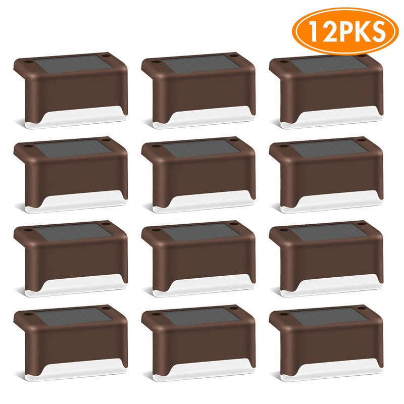 BAOKALER Paquet de 12 lumières de terrasse solaires pour l'extérieur, marchepieds solaires, lumières solaires imperméables à DEL pour escalier extérieur, clôture, cour, patio, chemin, lumières de décoration de Noël