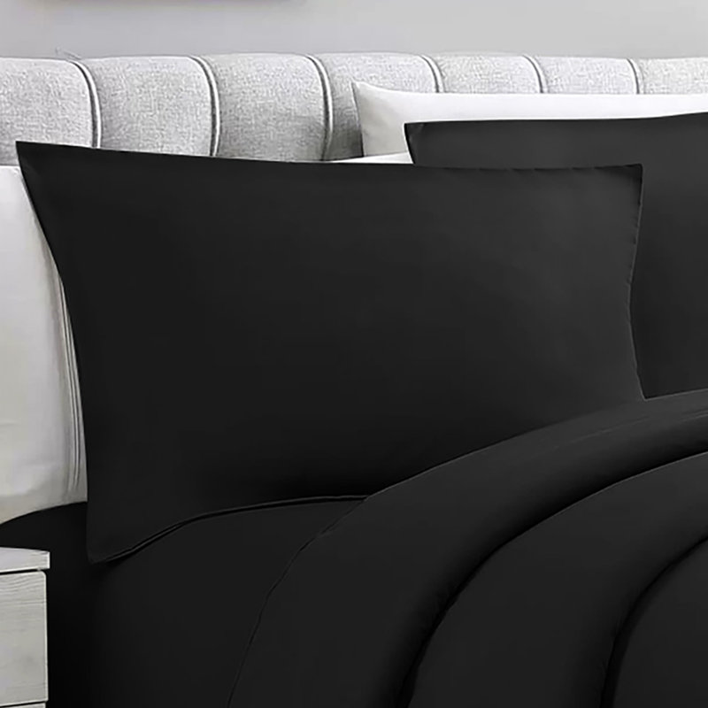 Humiston Microfibre 200 TC Duvet Cover Set, Black, Double Duvet Cover + 2 Standard Pillowcases