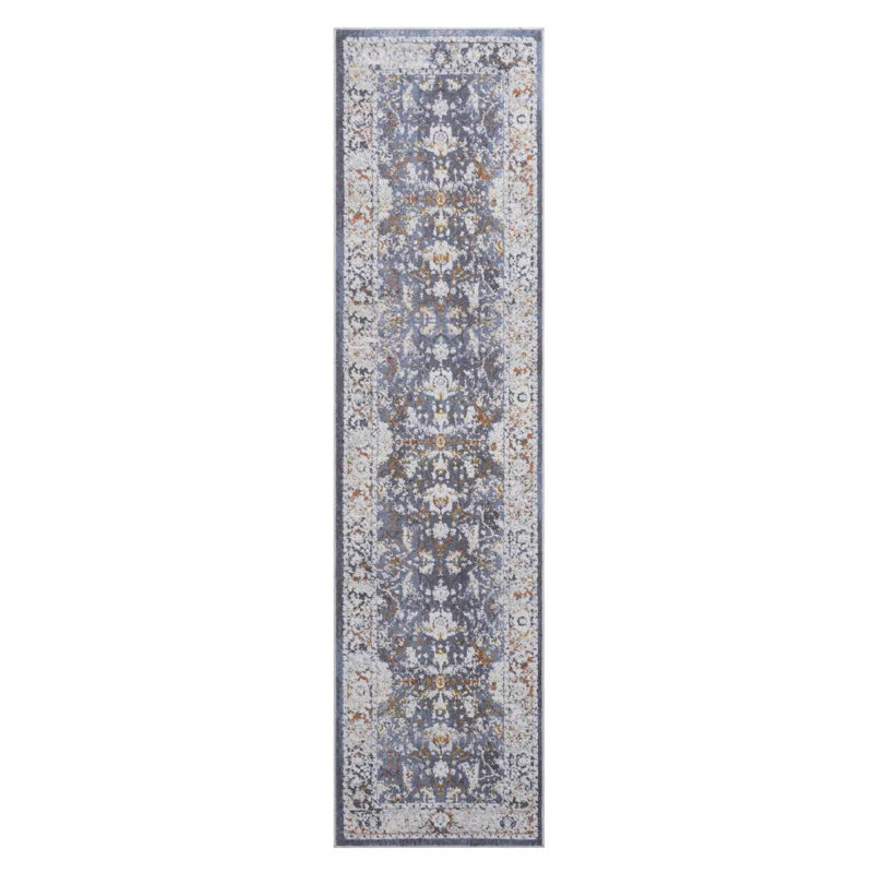 Tapis de salle à manger bleu / traditionnel 2 x 8 LOOM & LUXE, Tapis de couloir 2 pi 2 po x 8 pi