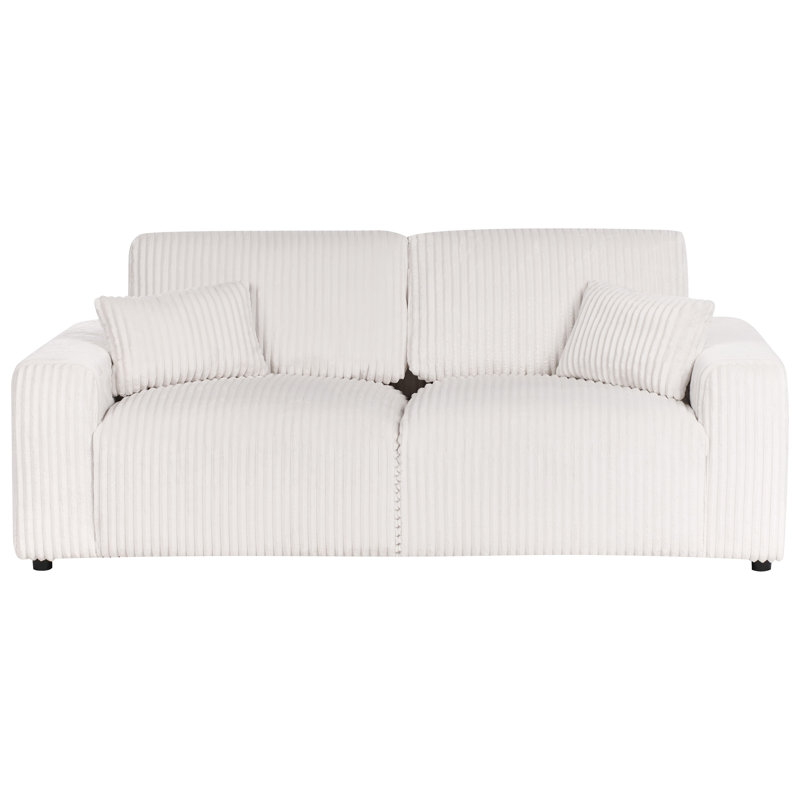 SANDORA 3 Seater Corduroy Sofa, White