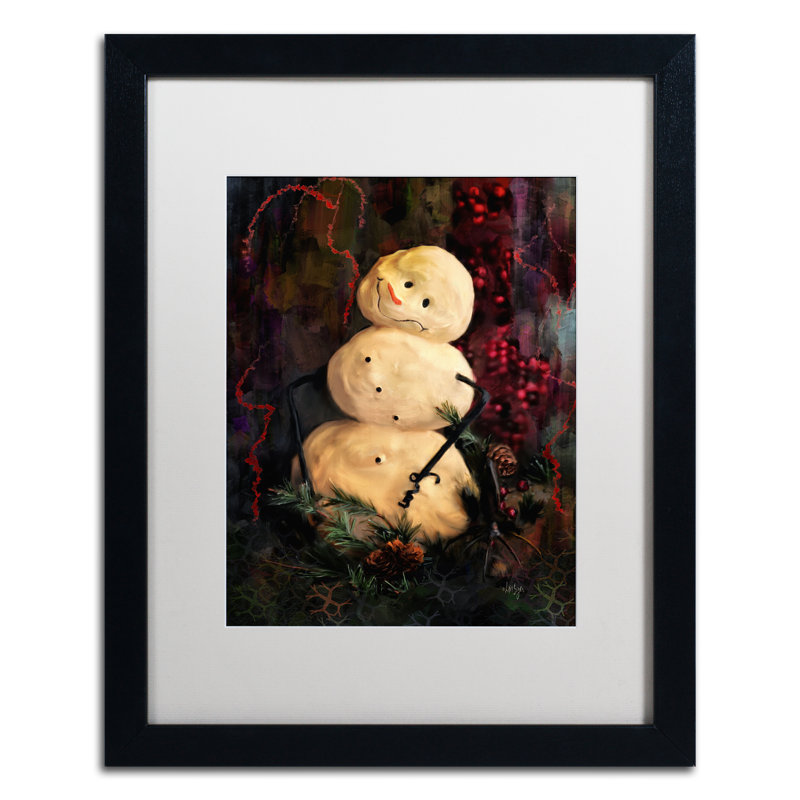«Forest Snowman» par Kuehn, reproduction d'art sur toile encadrée, H 20 po x l 16 po x P 0,5 po, Blanc