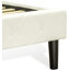 Ensemble de lit 3 pièces - Base de lit en bois touffeté à boutons - Tête de lit tapissier en tissu de velours blanc lin et table de chevet au fini gris urbain-2109871685-2109871684