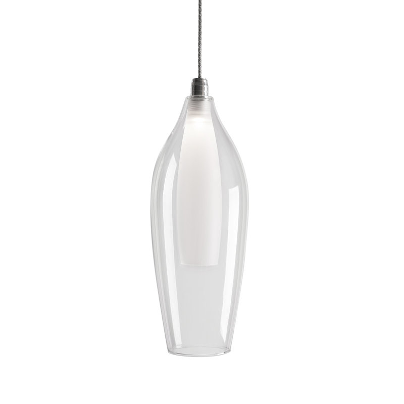 Chrome LED Single Pendant with Clear and Frosted Glass