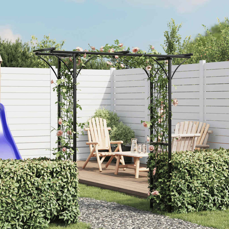 Treillis de jardin d'extérieur durable en fer noir 78,7 x 20,5 x 80,3 po Garden