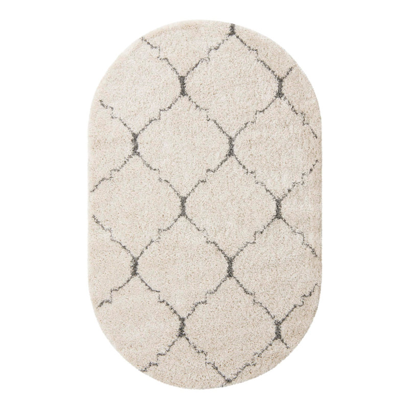 Fenn Ivory Area Rug, Oval 5'3" x 8'