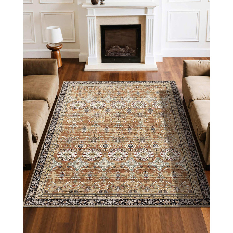 Large Area Rug Anti-Skid Tear-Resistant Floor Mat Vintage Brown Green, Rectangle 6' x 9'