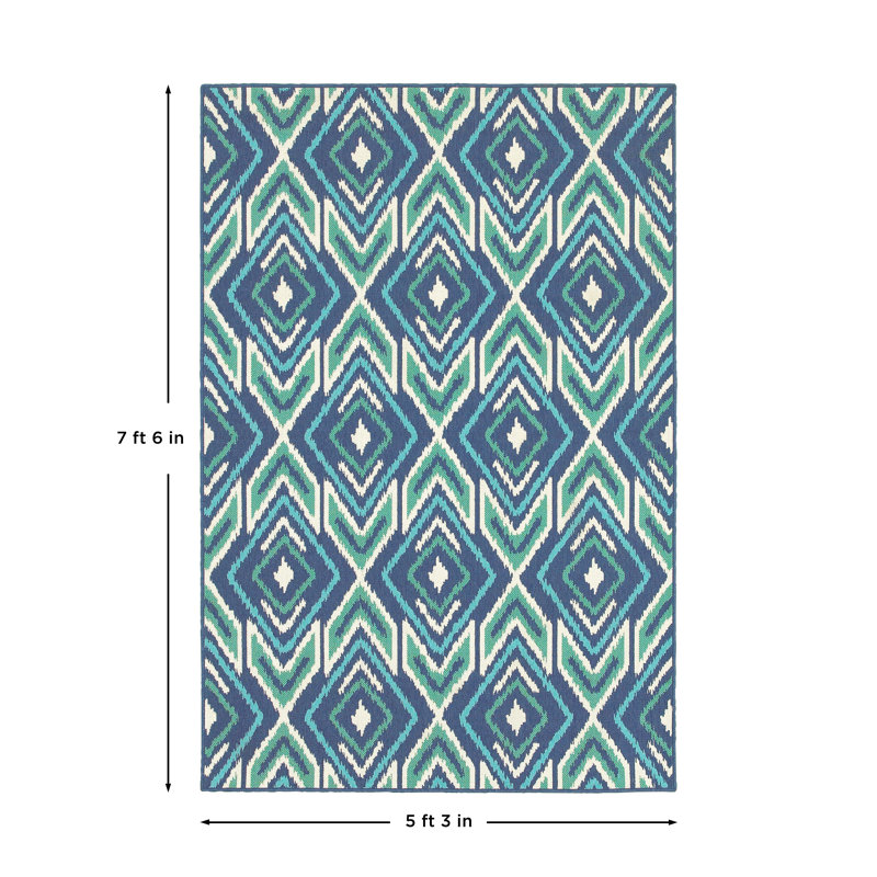Jacobo Geometric Indoor / Outdoor Rug, Rectangle 5'3" x 7'6"
