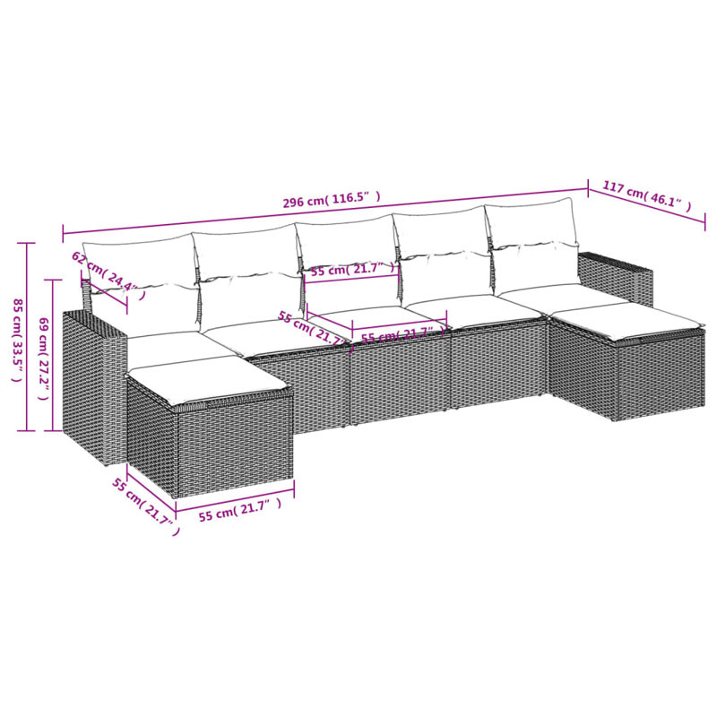 Ensemble de canapé de jardin Vidaxl gris