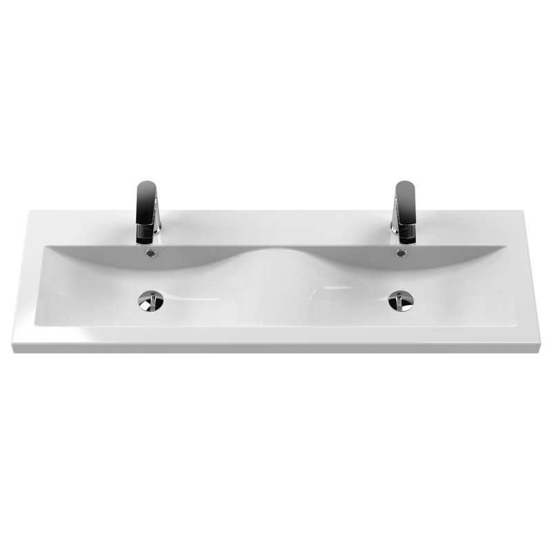 1205mm Double Bathroom Vanity with Drop In Vitreous China Basin, Bleached Oak