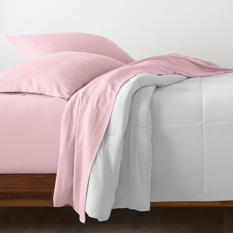 Taie d'oreiller 100% coton percale 300 fils Collection Home, Rosé, Très grand