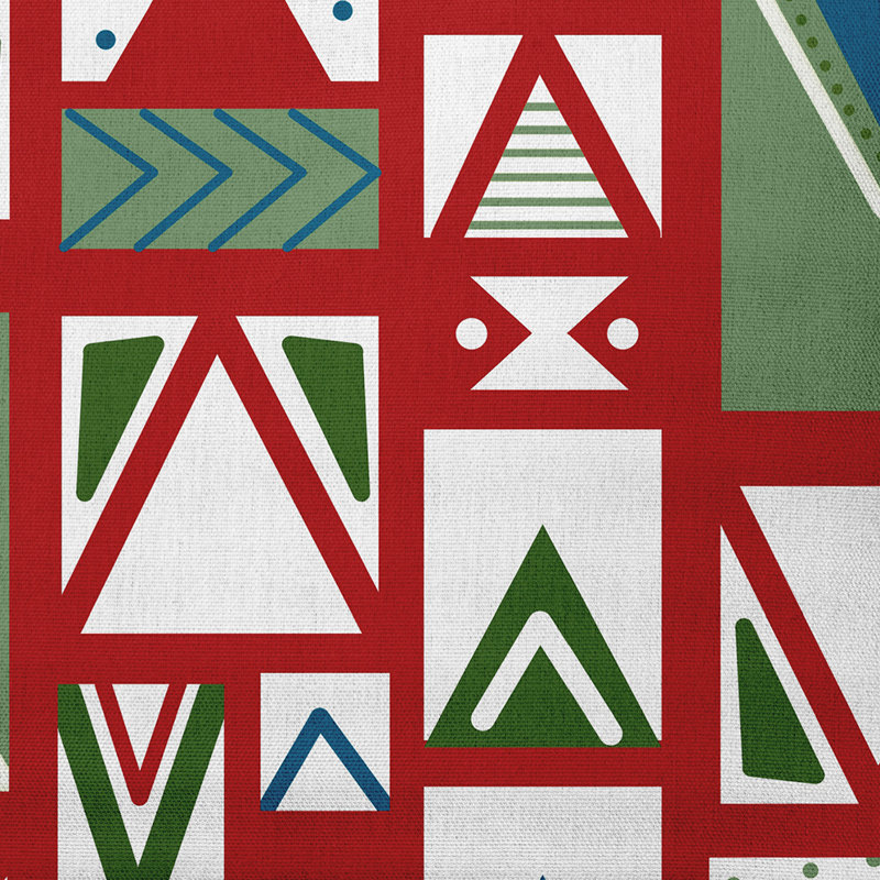 Geometric Reversible Throw Pillow, No, 16" x 16", Bright Red