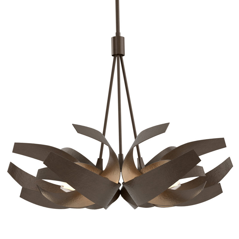 Corona 6 - Light Unique/Statement Geometric Chandelier, 29.2" H x 35.1" W x 35.1" D, Bronze