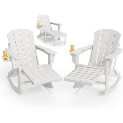 2 chaises pliantes berçantes Adirondack avec repose-pieds rétractable