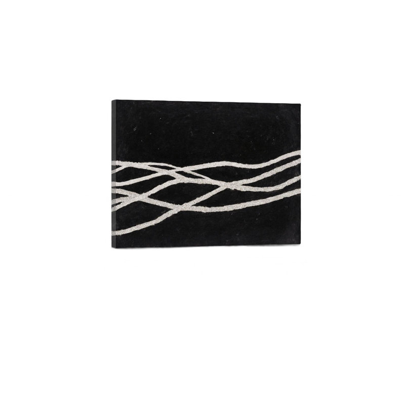 «Interwoven White Lines Abstract», art mural encastré en bois 16 x 20