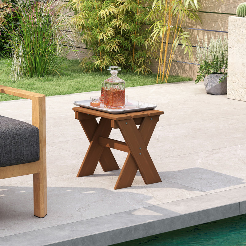 Table d'appoint de jardin 17 po x 18 po en bois de teck avec support floral Meranti, Huile de teck