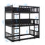Lit superposé simple en bois d'hévéa triple avec échelles et garde-corps de protection-92055160