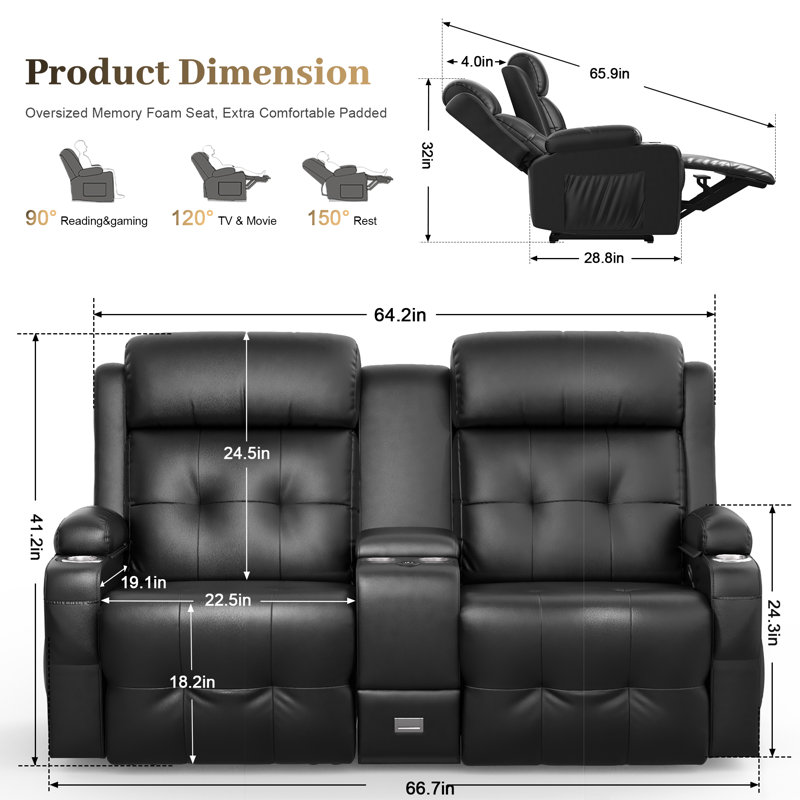 Fauteuil inclinable en similicuir Bera, Brun