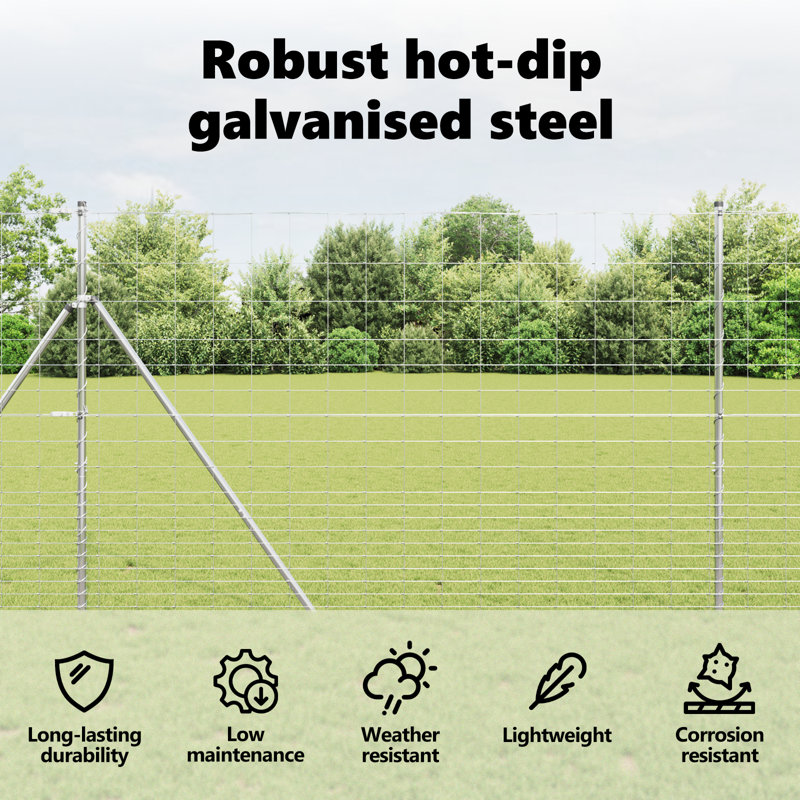 Vidaxl Field Fence Galvanized Steel, 160cm H x 2500cm W