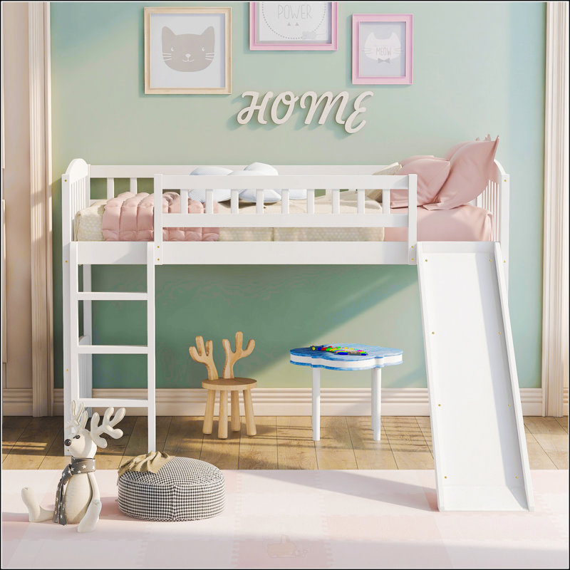 Lit mezzanine simple avec glissoire et échelle