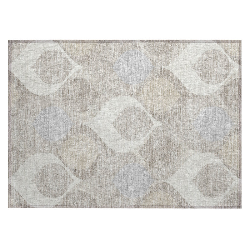 Washable Geometric Indoor / Outdoor Rug, Rectangle 1'8" x 2'6"