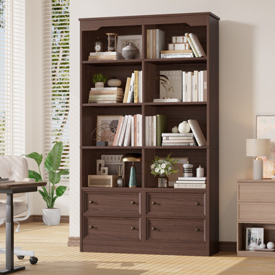 6-Tier Standard Bookcase with 4 Drawers