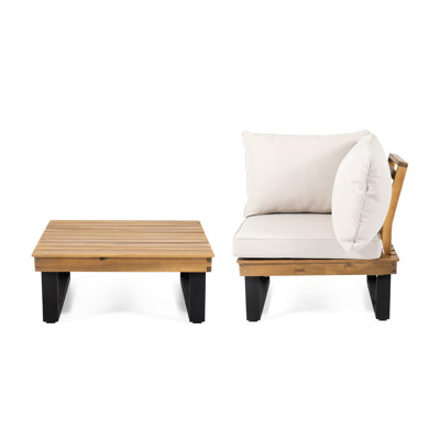 Ensemble de chaise de coin et de table basse en bois beige, 30,84 po Profondeur, largeur, 29,23 hauteur, poids de 52,93 lb et table basse en bois, teinte pour l'espace de vie