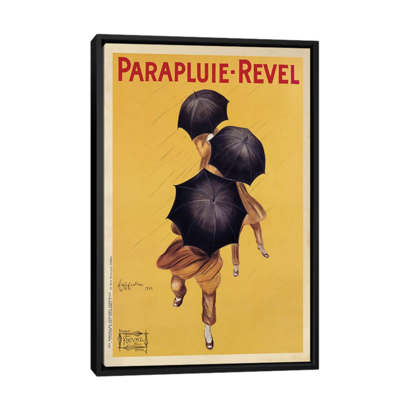" Parapluie-Revel, 1922 " by Leonetto Cappiello, Black Framed Canvas, No Mat, 48" H x 32" W x 1.5" D