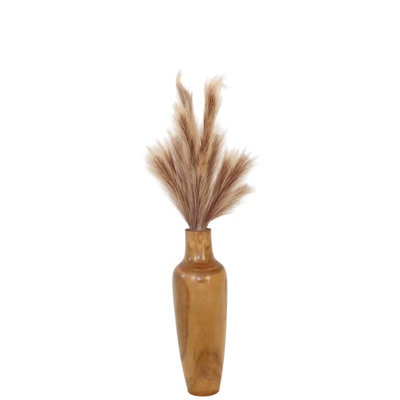Pampas Plumes in Wood Vase