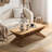 43.3" Rectangular Wood Accent Table with Woven Bamboo Base
