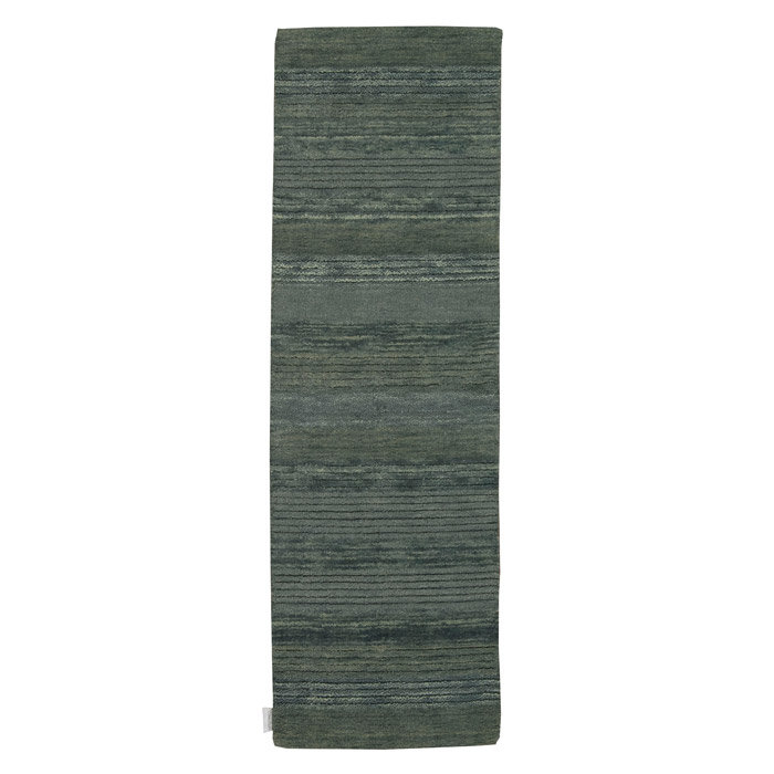 Tapis bleu en laine noué à la main Meadow, Tapis de couloir 2 pi 3 po x 7 pi 6 po