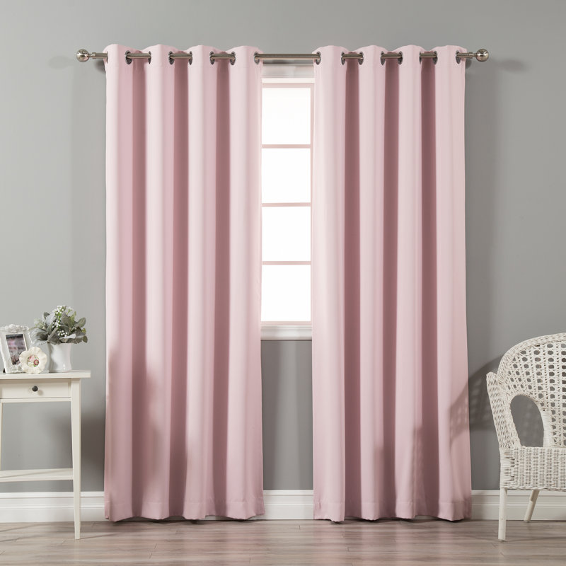 Schaeffer Solid Blackout Thermal Grommet Curtain Panels, Light Pink, 52"W x 96"L