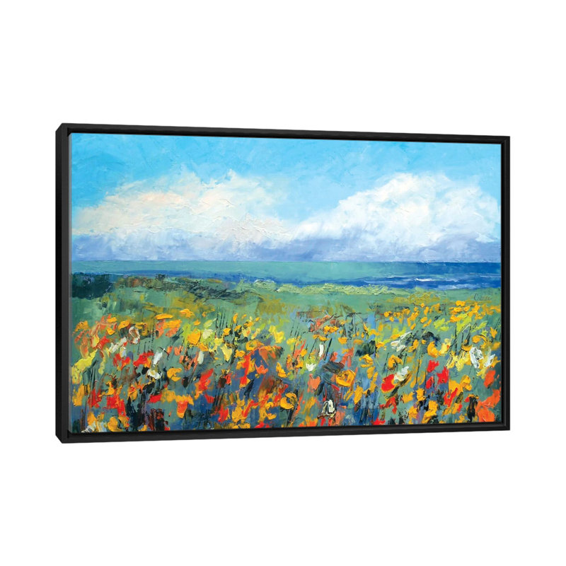 «Wildflower Seascape» par Michael Creese - reproduction d'art sur toile tendue, H 18 po x l 26 po x P 1,5 po, Pas de tapis
