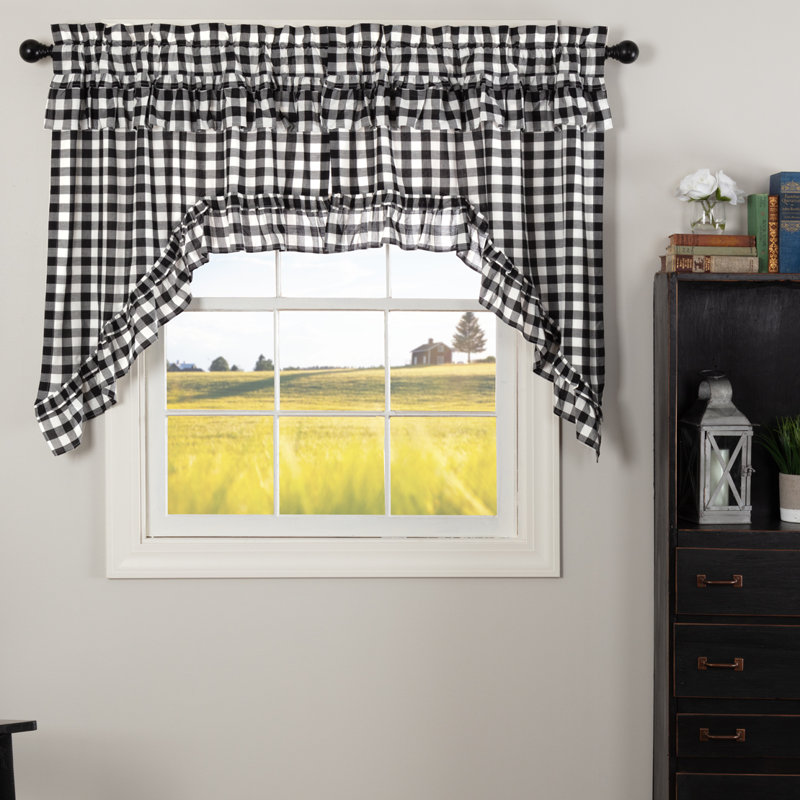 Cantonnière 72 po Annie, Noir champêtre / blanc antique