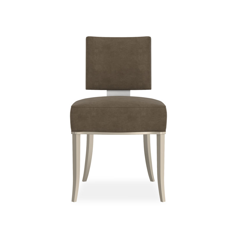Caracole Classic Upholstered Dining Chair, Silver/Chrome, Brown