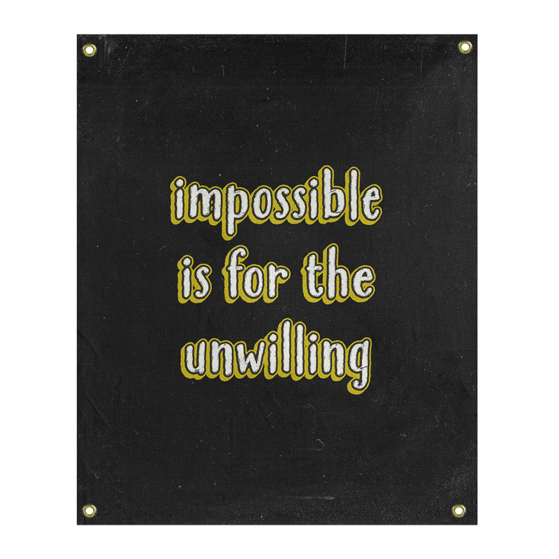 Tapisserie tableau noir quote not impossible quot, H 36 po x l 26 po, Jaune