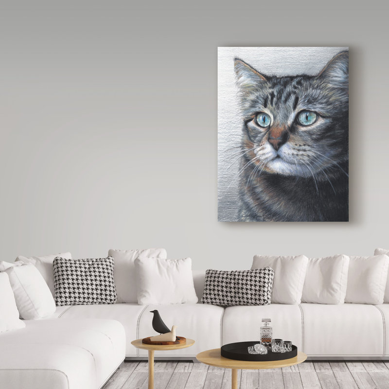 «Cat Portrait» par Carla Kurt - reproduction, H 19 po x l 14 po x P 2 po