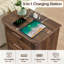 Table de chevet avec station de charge, table de bout avec 3 tiroirs pour le salon, chambre à coucher-28334721