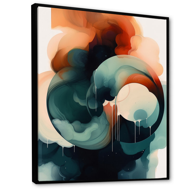 «Halliburton Abstract Shapes and Line», reproduction d'art sur toile V, H 32 po x l 16 po x P 1 po, Cadre flottant noir