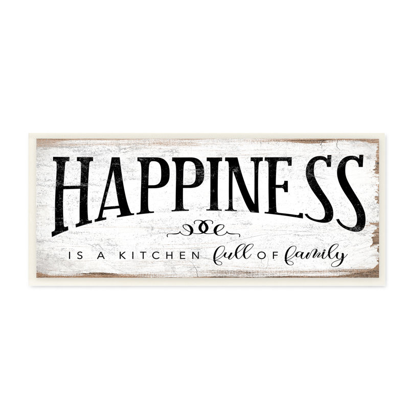 «Happiness is Kitchen Full of Family Rustic Sentiments» par Daphne Polselli, H 7 po x l 17 po, Plaque murale