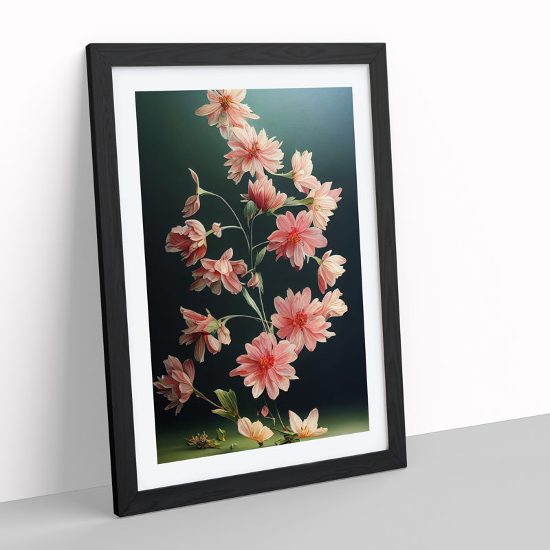 Alluring Flowers - Single Picture Frame Print, Black , 64cm H x 46cm W x 2cm D